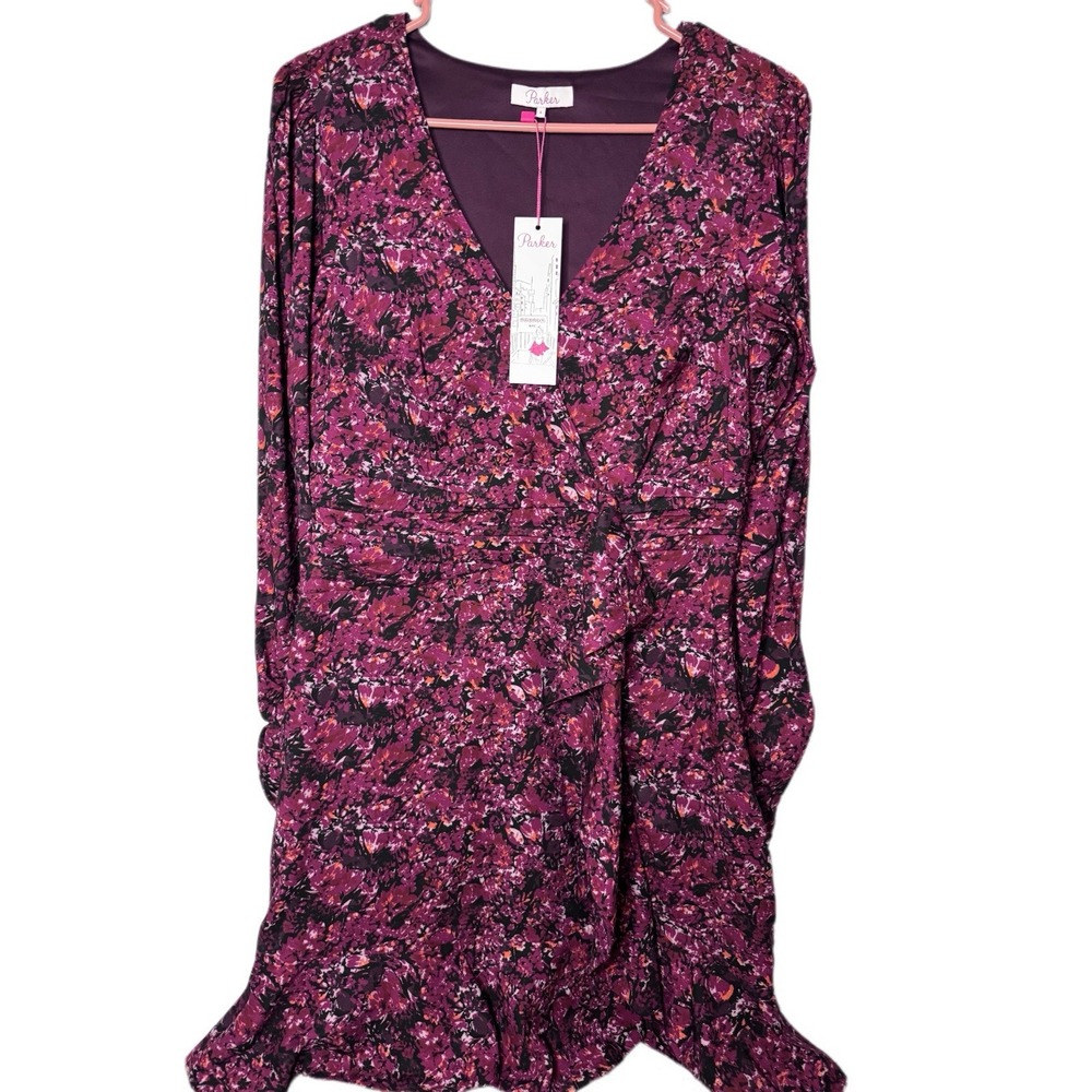NWT Parker Womens $298 Multicolor Mosaic Paisley Ruffle Trim Dress 4